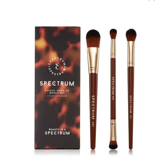 NWT Spectrum 3 Piece Make-Up Brush Set - Tortoiseshell - Picture 4 of 8